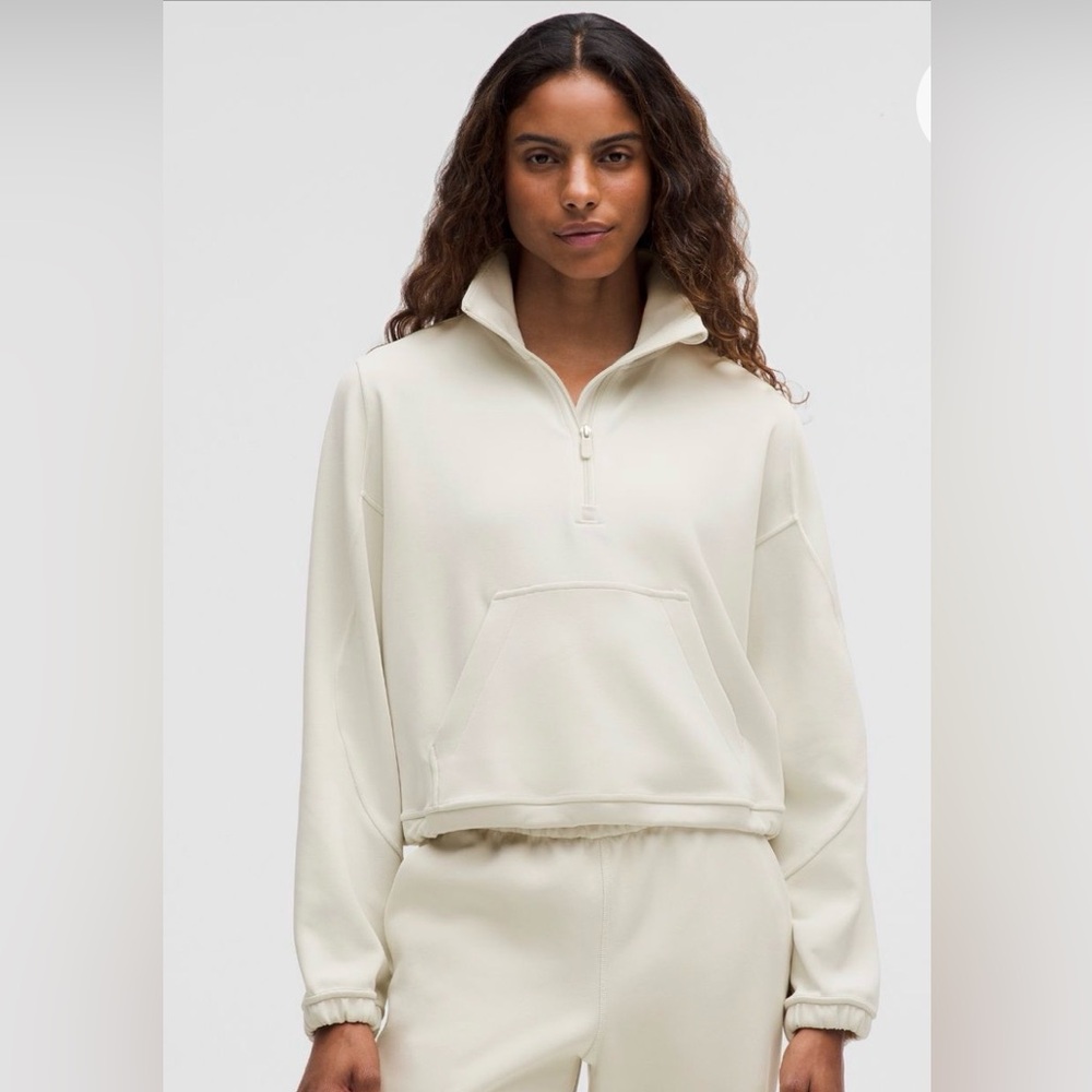 lululemon athletica brushed Softstreme half zip bone size 6